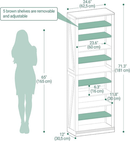 Hzuaneri Shoe Storage Cabinet, 10 Tiers Freestanding Shoe Cabinets, Wooden Shoes Rack with Cubby, 27-30 Pairs, Farmhouse Tall Shoes Cubby Organizer for Entryway, Living Room, Black SR52604X