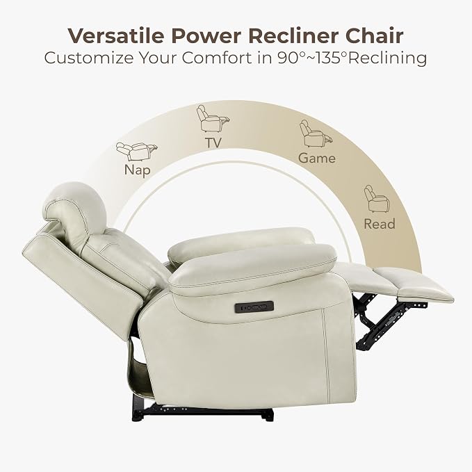 KISLOT Power Recliner Chair Wall Hugger Recliner with Adjustable Headrest and Footrest Dual Motor Electric Faux Leather Reclining Sofa with USB/Type-C Charging for RV Living Room Bedroom