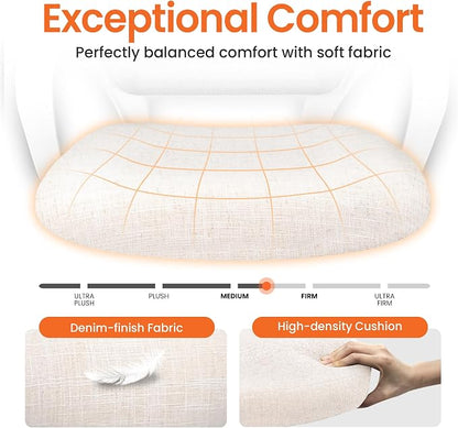 NEO Chair Office Desk Computer Ergonomic Chair Comfy Mid Back Mesh Seat with Lumbar Support Adjustable Height Swivel Rolling Wheels for Home Task Vanity Study Bedroom (Ivory-White Frame)