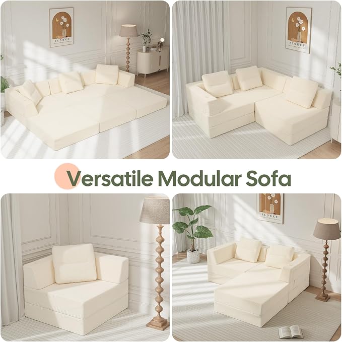 COMAX Futon Sofa Bed, Convertible Sofa Bed, Folding Boneless Couches | Boneless Couch for living room, Fold Out Small Foldable Loveseat Floor Sleeper Mattress Lounge Space‑Saving, 3 Seater 106"