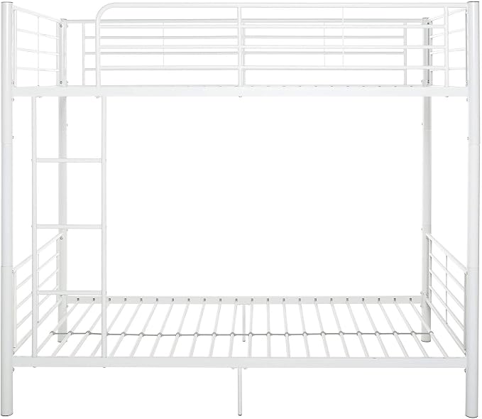 Walker Edison Elodie Urban Industrial Twin Over Twin Metal Bunk Bed, Twin Over Twin, White