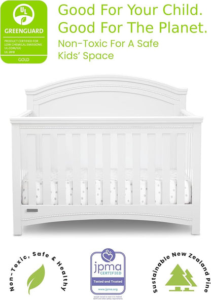 Simmons Kids SlumberTime Emma 4-in-1 Convertible Baby Crib N More - Greenguard Gold Certified, Bianca White