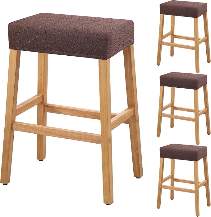 YISUN Stool Covers Rectangle - 4 Pack Stretch Waterproof Saddle Seat Cover Counter Bar Stools Bar Chairs Covers Kitchen Island Chairs Cushion Protector