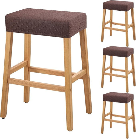 YISUN Stool Covers Rectangle - 4 Pack Stretch Waterproof Saddle Seat Cover Counter Bar Stools Bar Chairs Covers Kitchen Island Chairs Cushion Protector