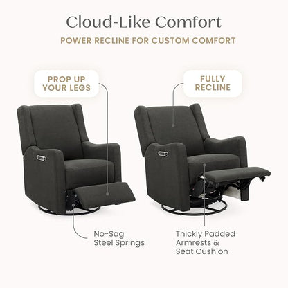 Delta Children Mercer Electronic Power Recliner and Swivel Glider with USB Port in LiveSmart Performance Fabric - Water Repellent & Stain Resistant, Dark Grey