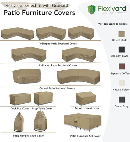 Curved Patio Furniture Cover for Outdoor Sectional Sofa, 96"(65") Reinforced Waterproof 600D Patio Couch Covers, Lawn Outside Garden Furniture Winter Protective Cover
