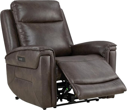 Watson & Whitely Super Zero Gravity Power Recliner Chairs with Power Headrest Leather Recliner with USB/Type-C Ports for Adults, Electric Reclining Sofa Chair for Living Room, Bedroom, Chocolate