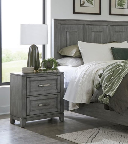 Rustic Gray Finish Bedroom Furniture Set California King Size 6pcs Platform Bed with Drawers Transitional Style