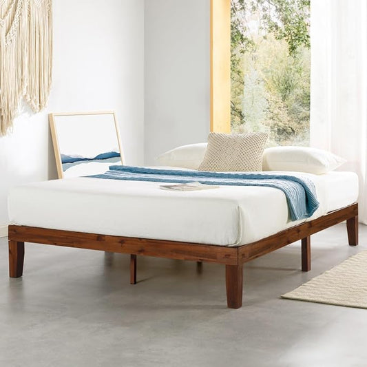 Mellow Naturalista Classic - 12 Inch Solid Wood Platform Bed with Wooden Slats, No Box Spring Needed, Easy Assembly, Queen, Espresso