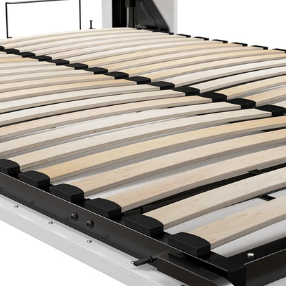 Bestar Pur Full Size Murphy Bed in White, 59-inch Space-Saving Sleeping Arrangement for Multipurpose Area, Bedroom, Guest Room, or Living Room