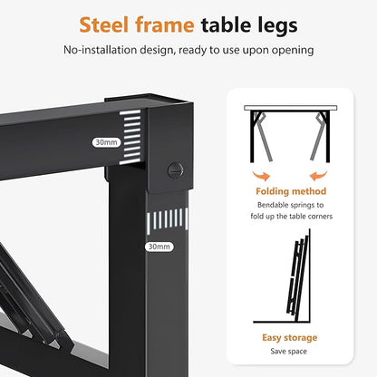 DlandHome Large Computer Desk, Folding Desk, Decent and Steady Home Office Desk/Workstation/Table 54.3inch Retro Black