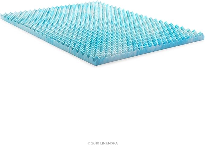 Linenspa 3" Convoluted Gel Swirl Memory Foam Topper, Egg Crate, CertiPUR-US