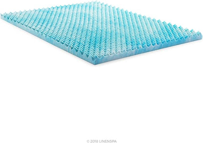 Linenspa 3 Inch Gel Memory Foam Mattress Topper – Egg Crate Style, Reversible for two feels – Promotes Airflow & Relieves Pressure Points – Twin XL