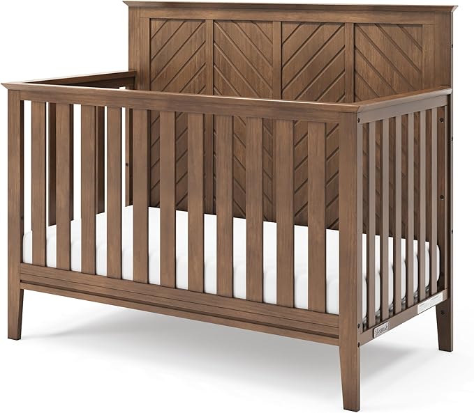 Child Craft Atwood 4-in-1 Convertible Baby Crib, Wooden Nursery Furniture Converts to Daybed, Toddler Bed and Full-Size Bed, 3 Mattress Height Adjustments, Non-Toxic Baby Safe Finish, Cocoa Bean Brown