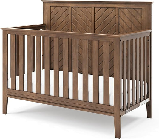 Child Craft Atwood 4-in-1 Convertible Baby Crib, Wooden Nursery Furniture Converts to Daybed, Toddler Bed and Full-Size Bed, 3 Mattress Height Adjustments, Non-Toxic Baby Safe Finish, Cocoa Bean Brown