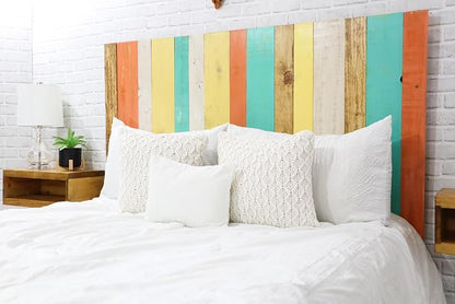 Barn Walls Summer Mix Signature Design, Multicolored Solid Wood Headboard, Floating Panels, Wall Mount, Adjustable Height, California King Size