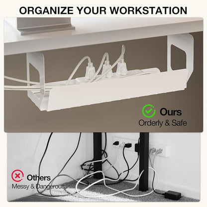 Muvai 71 Inch L Shaped Standing Desk Adjustable Height with Cable Management Tray,Gaming Electric Corner Standing Desk, Sit Stand Computer Table with Reversiable Splice Board, White