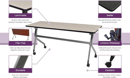 Romig Axis-Pro 48 x 24 in. Mobile T-Base Training Seminar Table- Maple
