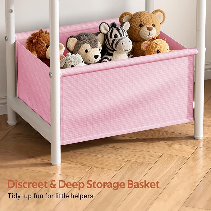 MISSLO Toddler Nightstand with Storage Basket Kids Nightstand with Large Tabletop Nursery Side Table for Living Room Easy Assembly Small End Tables for Small Spaces Toddler Bedroom Decor