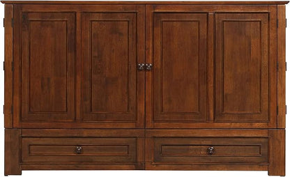 Mega Solutions Emurphybed Paradiseo Murphy Cabinet Chest Bed with Charging Station 8 Inch, Queen (Tobacco)