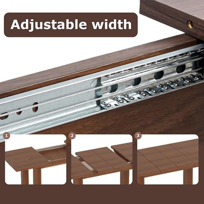 Extendable Dining Table for 6-10 People,70.87''-106.4''Modern Space-Saving Wood Kitchen Table,Rectangle Folding Conference Meeting Table for Living Meeting Room Kitchen,Walnut