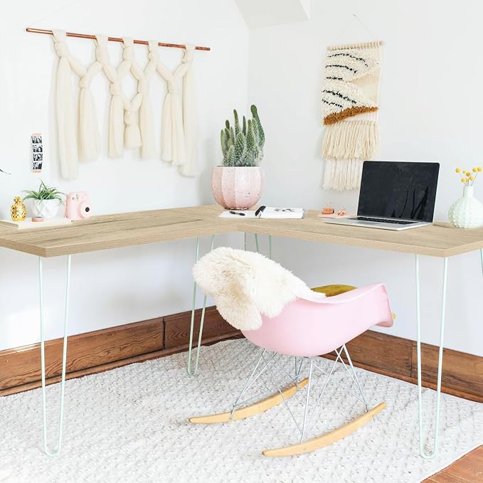 Kaboon Universal Tabletop 55"x20", Solid One-Piece Melamine Table Top, Double Desk L-Desk DIY, Home and Office, Oak/Grey Tone