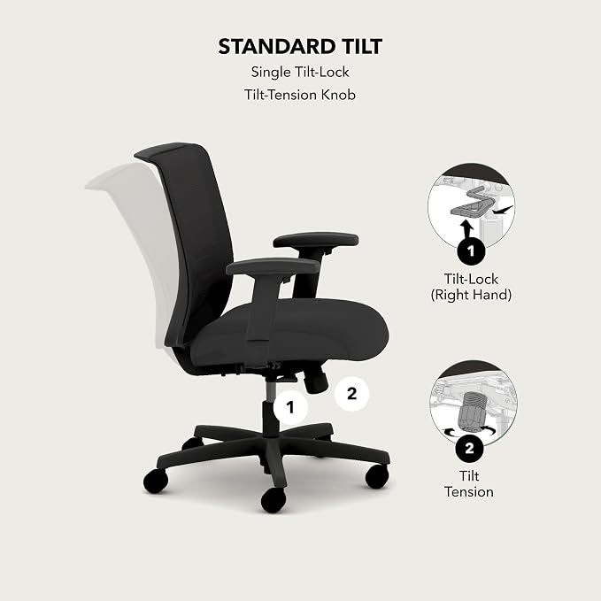HON Convergence Ergonomic Office Chair with Mesh Back, Adjustable Arms, Lumbar Support, Synchro‑Tilt Desk Chair with Wheels for Home Office or Computer Use, Black Frame, Apricot