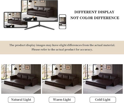93.7" King Size Sleeper Sofa Bed, Pull Out Sofa Bed, Faux Leather Upholstery, 3 in 1 Convertible Sleeper Couch, Chaise Lounge, Retro Recliner for Living Room, Office, Apartment, Dark Brown
