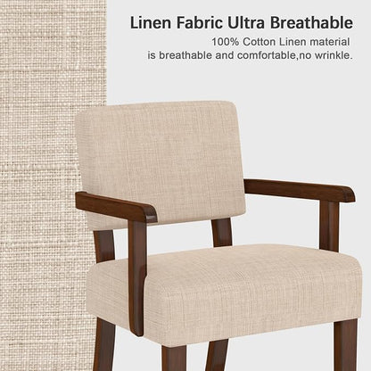 FAGAGA Accent Chair,Armchairs with Solid Wood Frame and Legs,Upholstered Reading Leisure Chair for Bedroom,Office,Waiting Room (Linen, Beige, One Chair)