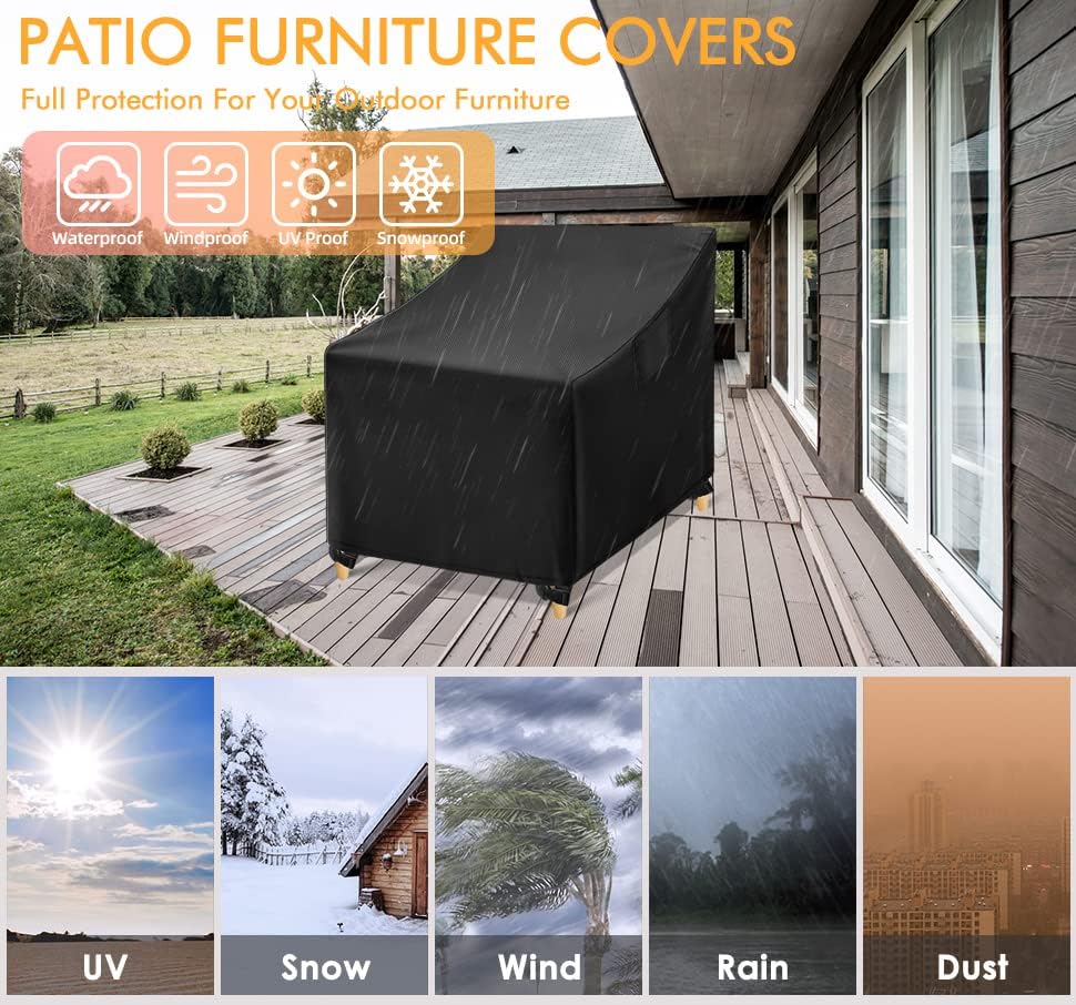 WLEAFJ Outdoor Chair Covers Waterproof, 30" W x 37" D x 31" H, 2 Pack