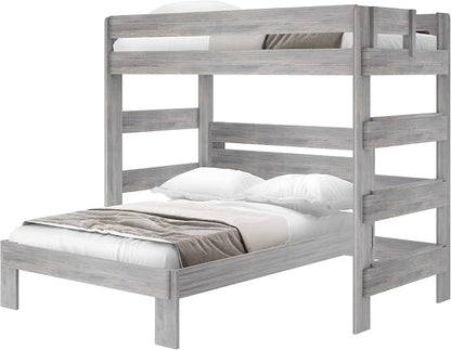Plank+Beam Rustic Twin Over Full L Shape Bunk Bed, Driftwood