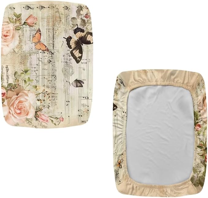 Retro Rose Butterfly Bar Stool Seat Covers Rectangle Stool Covers 2pcs Bench Covers Slipcover Rectangle Stretch Counter Height Bar Stools Slipcovers Counter Stool Covers Saddle Seat Cover