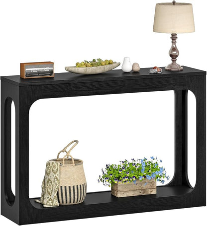 CHOEZON 47.2" Long Console Table, Entryway Table, Hallway Table, 2-Tier Behind Couch Table, Corridor Decor Stand, Narrow Rectangular with Storage for Living Room, Entry, Hallway, Black MXG03BB