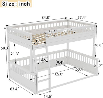RUNNA Solid Wood Bunk Bed with Ladder, Guardrails & Detachable Design | Solid wood bunk bed, ladder, Guardrails, detachable split design, kids teens bedroom, no box spring