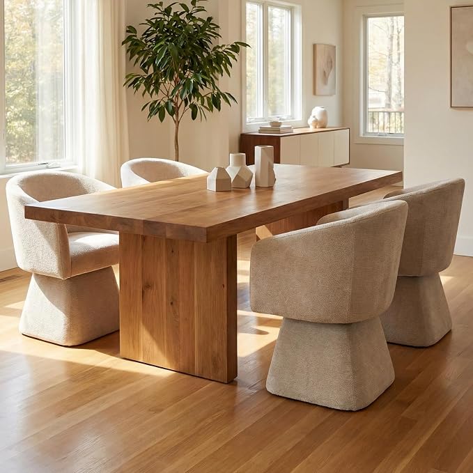 VKNOW Upholstered Swivel Dining Chairs Set of 1, Modern Dining Room Chairs with Barrel Back, Accent Arm Chair for Dining Room, Living Room, Vanity, Khaki