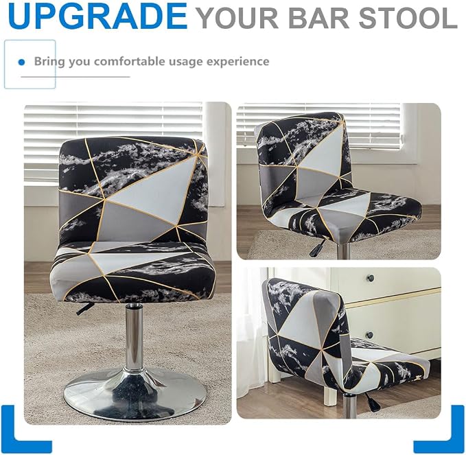 Levoberg Bar Stools Cover Set of 4 Printed Armless Swivel Barstools Slipcovers with Backs Stretch Square Counter Height Bar Stools Covers Mid Low Back Chair Cover for Kitchen Dining Room Bar #15