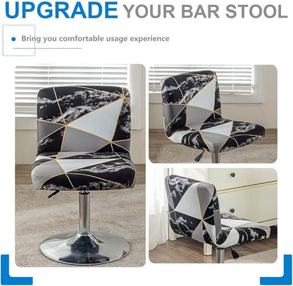 Levoberg Bar Stools Cover Set of 4 Printed Armless Swivel Barstools Slipcovers with Backs Stretch Square Counter Height Bar Stools Covers Mid Low Back Chair Cover for Kitchen Dining Room Bar #15