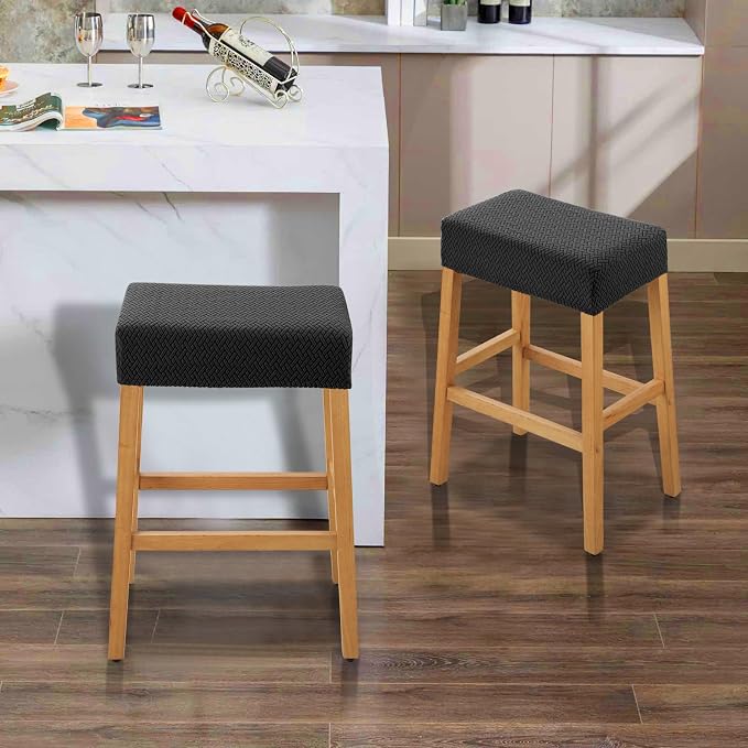 YISUN Stool Covers Rectangle - 2 Pack Stretch Waterproof Saddle Seat Cover Counter Bar Stools Bar Chairs Covers Kitchen Island Chairs Cushion Protector