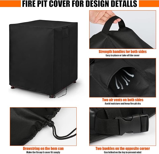 Outdoor Table Cover for 16 Inch Propane Tank Table 600D, Waterproof 20 lb Storage Box 16" x 16" x 21"or 16" x 16" x 22"