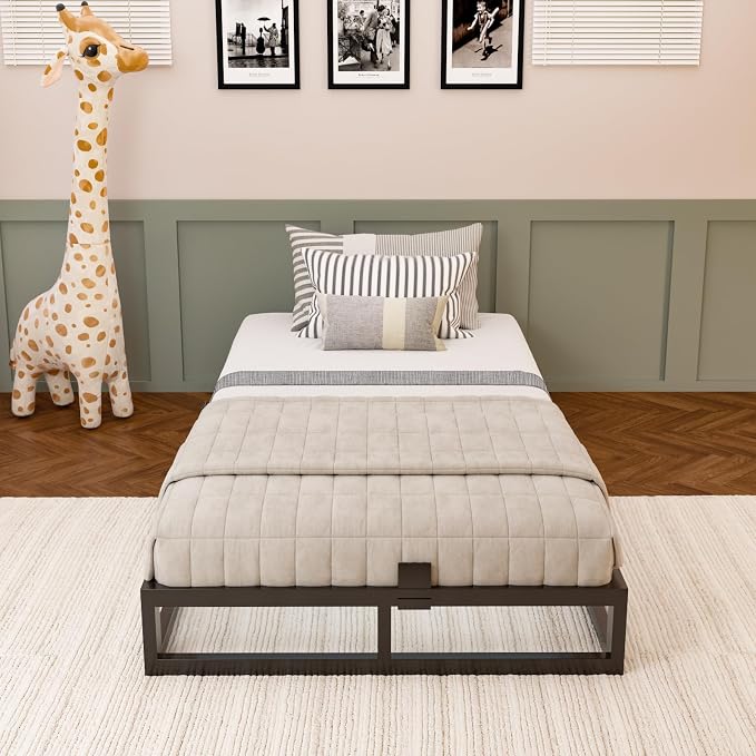 Bilily 6 Inch Twin XL Bed Frame with Steel Slat Support, Low Profile King Metal Platform Bed Frame Support Mattress Foundation, Heavy Duty,No Box Spring Needed,Easy Assembly,Noise Free