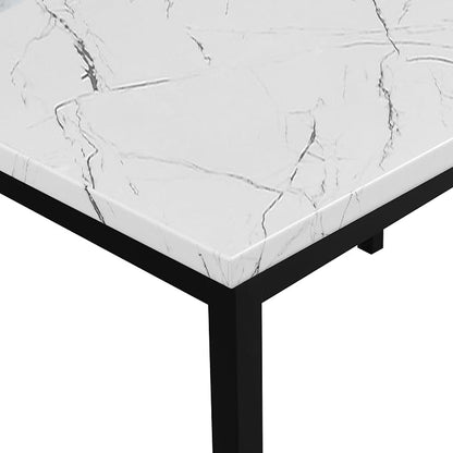 Roundhill Furniture 5 Piece Citico Metal Dinette Set with Laminated Faux Marble Top, White Table with Gray Chairs