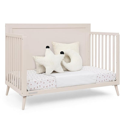 Delta Children Lola 6-in-1 Convertible Crib - Converts from Baby Crib to Toddler Bed, Daybed, Sofa Bed and Full-Size Bed with and Without Footboard, Fits Standard Full-Size Crib Mattress, Soft Beige