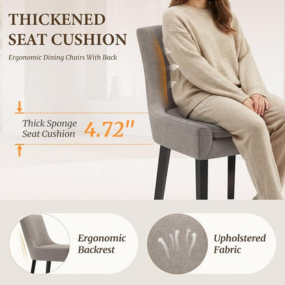 COLAMY Upholstered Dining Chairs Set of 2 with Mid Back and Wood Legs, Modern Accent Side Chairs for Living Room/Dining Room-Camel