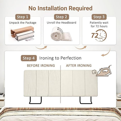 Full Size Headboard Only-No Assembly, Upholstered Headboard Full Size Linen Fabric Modern Style Headboards Extra-Thick, Beige