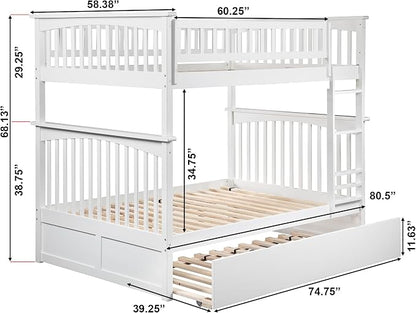 AFI, Columbia Ladder Bunk Bed Full Over Full with Twin Trundle, White