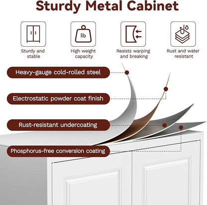 Metal Armoire Wardrobe Closet with Hanging Rod, 71" Tall Wardrobe Cabinet with Doors and Adjustable Shelves, Clothing Storage Cabinets with Drawer for Bedroom, Home