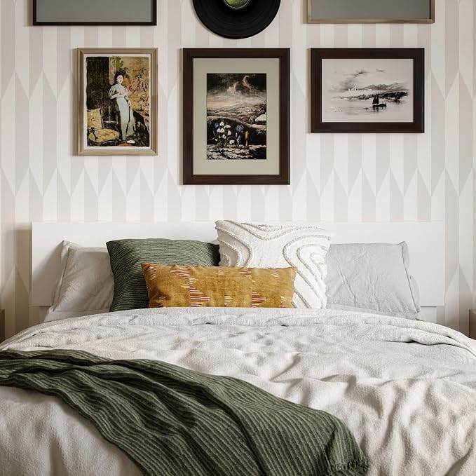 AFI, Orlando Full Adjustable Modern Solid Wood Panel Headboard, White
