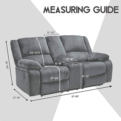 ULTICOR Reclining Love Seat with Middle Console Slipcover, 8-Piece Velvet Stretch Loveseat Reclining Sofa Covers, 2 seat Loveseat Recliner Cover, Thick, Soft, Washable, Loveseat Slipcovers (Navy)