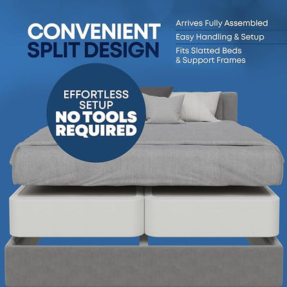 Greaton, Box Spring Bed Base Queen Size, 8-Inch Wood Mattress Foundation – Amish Made in USA – Quiet Noise Free, 2-Pieces Under Mattress-Support BoxSpring, Fully Assembled, White