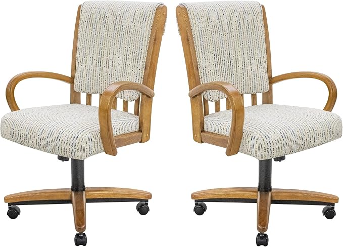 Chromcraft Set of 2 Caster Swivel Tilt Dining Chairs, Ultra Comfort Kitchen Chairs Casual Chairs with Soft Rubber Wheels Rolling Chair on Wheels for Kitchen(Ivanhoe NPL Nude)